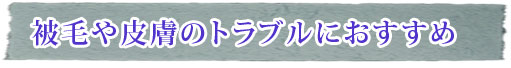 被毛や皮膚のトラブルの方におすすめ